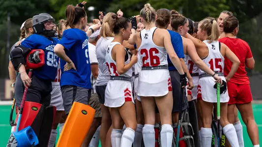 BU Field Hockey huddle