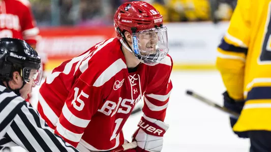 Matt Copponi smiling before a faceoff
