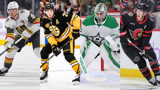 Action photos of Jack Eichel, Charlie McAvoy, Jake Oettinger and Brady Tkachuk