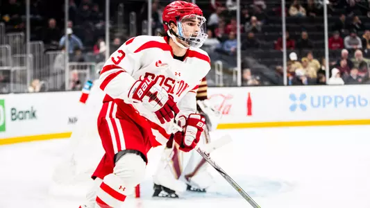 Dylan Peterson skating at the Beanpot
