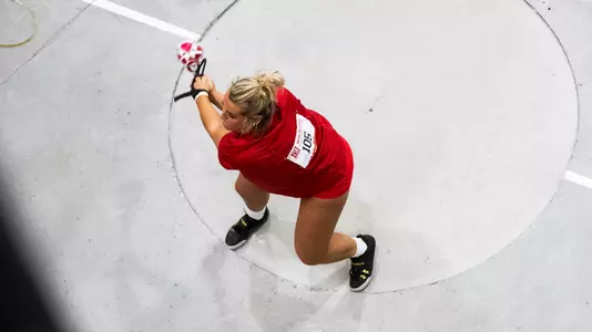 Ellie Roan winds up to throw weight throw