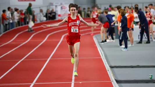 Collins winning the 3000m at the 2024 ITF Patriot League championships