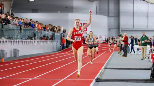 Sjöberg winning the mile at the 2024 ITF Patriot League Championships