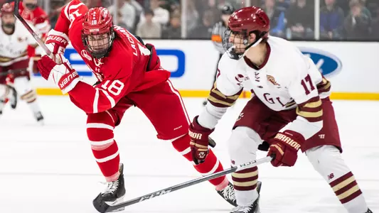 Shane Lachance skating against BC