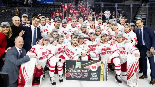 BU men's ice hockey team with Saint Paul Frozen Four Ticket