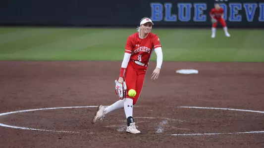 Allison Boaz releases a pitch from the circle pitching left handed
