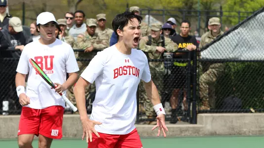 Corey Craig celebrates with a big yell after pulling out a thrilling tiebreaker with classmate Alejandro Licea at Army West Point
