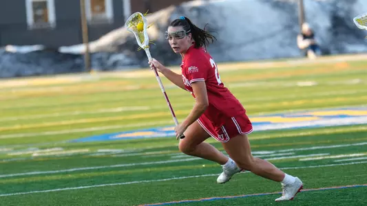 Hannah Tillier with the ball at Merrimack