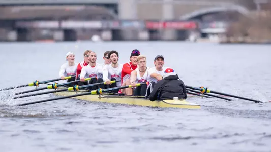 Photo of the Men's Rowing Varsity 8 racing against Northeastern.