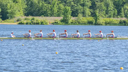Photo of the Men's Rowing 3V8 racing at the IRA Championship.