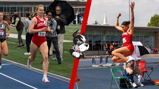 Photo of Vera running next to a photo of Asia jumping