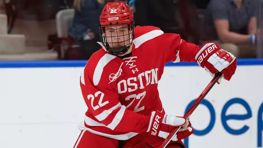 Aiden Celebrini playing hockey