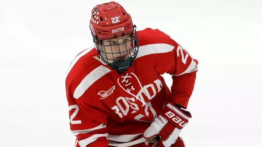 Aiden Celebrini playing hockey