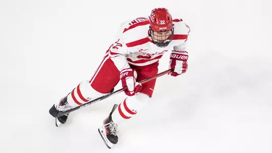 Aiden Celebrini playing hockey