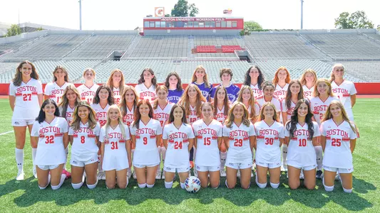 Boston University Women's Soccer 2024 Team Photo at Nickerson Field.