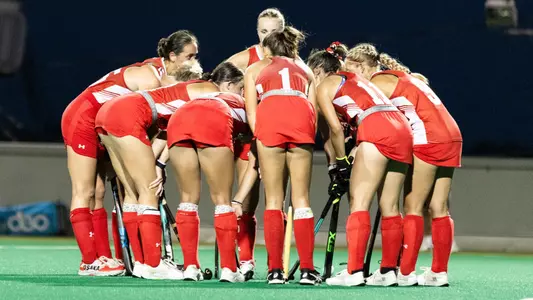Field hockey pregame huddle vs. BC