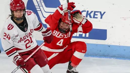 Lindsay Bochna reacts to her overtime winner in the Beanpot semifinals