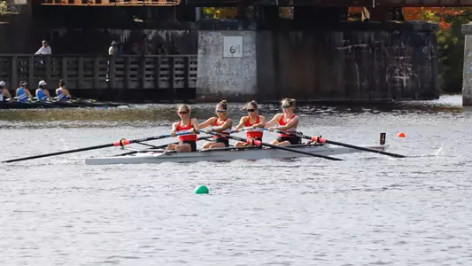 Photo of the BU Lightweight Rowing Championship 4+ at the Head of the Charles.