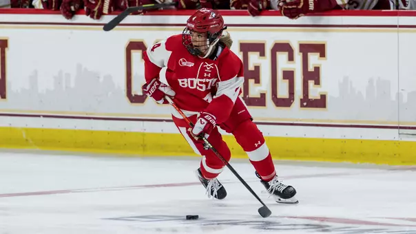 Lucy Theissen playing hockey at Boston College
