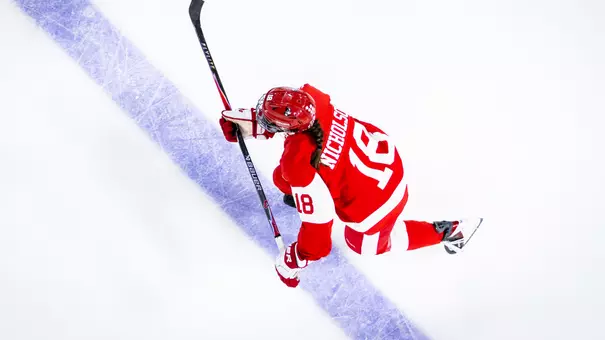 Neely Nicholson playing hockey