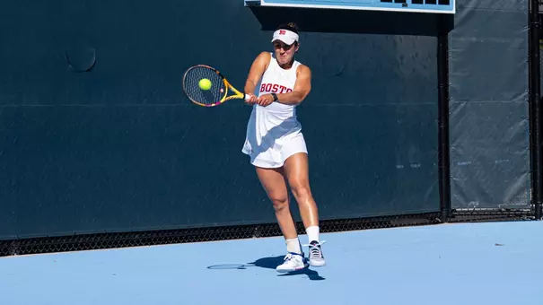 Gabriella Mikaul hits a backhand at UNC