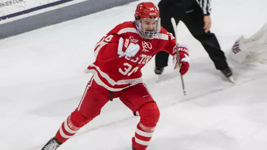 Cole Eiserman celebrates his shootout goal at UConn