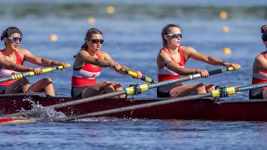Photo of the BU Lightweight 8 after rowing at the 2024 IRA Championship.