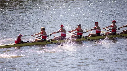 Photo of the BU Men's Rowing Championship 8+ at the Head of the Charles