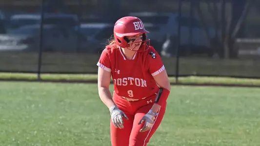 Livia Christopher stares toward third while standing at second base.