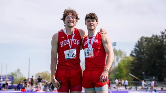 Sam Roszak and Ryan Rosenberger Posing with Gold Medals at the PL Outdoor Championships
