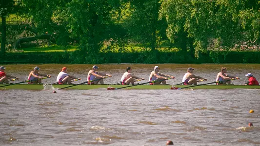 Photo of the BU Men's Rowing Varsity 8+ at the IRA Championship.