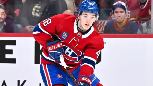 Lane Hutson skating for Montreal Canadiens