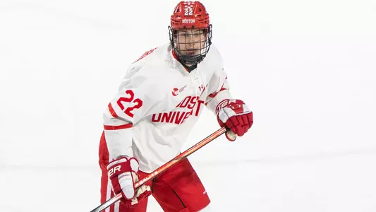 Aiden Celebrini playing hockey