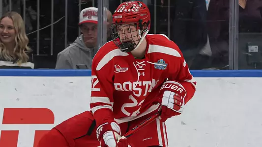 Aiden Celebrini playing hockey