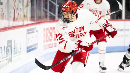 Aiden Celebrini playing hockey