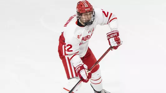 Aiden Celebrini playing hockey