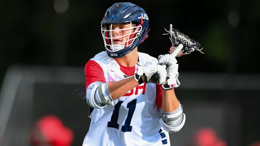 Timothy Shannehan playing lacrosse for Team USA
