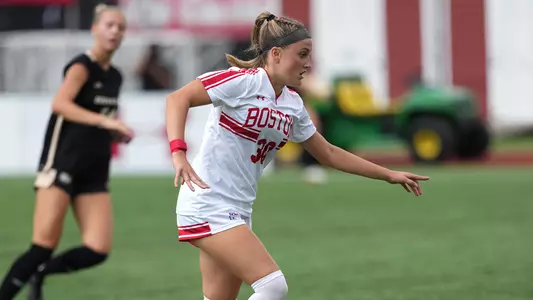 Photo of women's soccer sophomore Olivia Avellar at Nickerson Field.