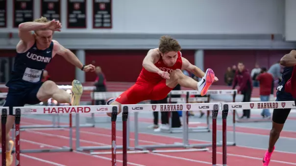 Micah Perry hurdling at Harvard
