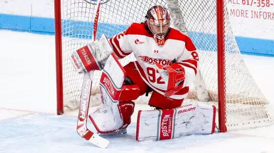 Mari Pietersen playing in goal at walter brown arena 2025