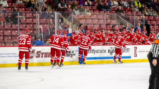 BU MIH Celebrating a Jack Harvey Goal at UMass