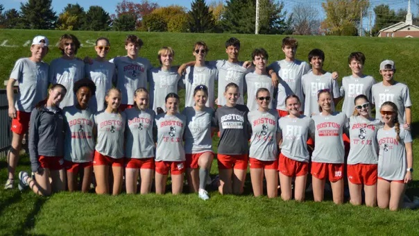 Men's and Women's Cross Country Teams pose for a photo at practice for 2026 PL Championships