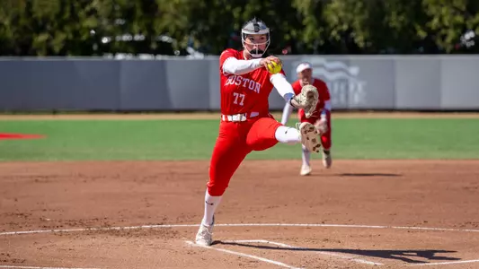 Kasey Ricard is about to release a pitch against Lehigh's batter at the plate