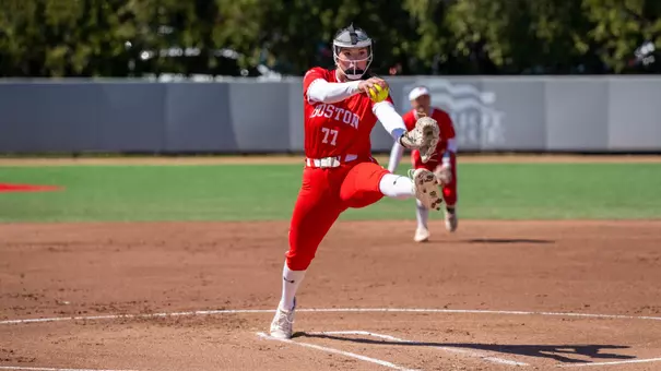 Kasey Ricard is about to release a pitch against Lehigh's batter at the plate