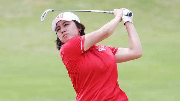 Sophia Zhang swings from the fairway at ECU Ironwood Invitational