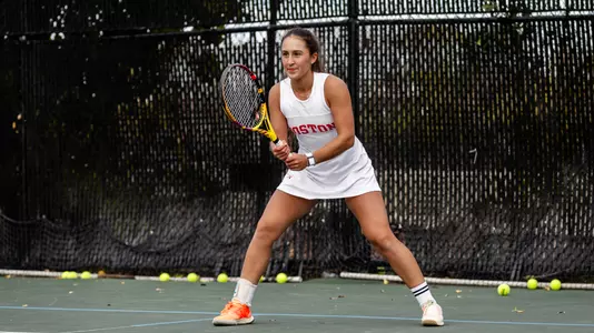Gabriella Mikaul waits for a serve at the baseline