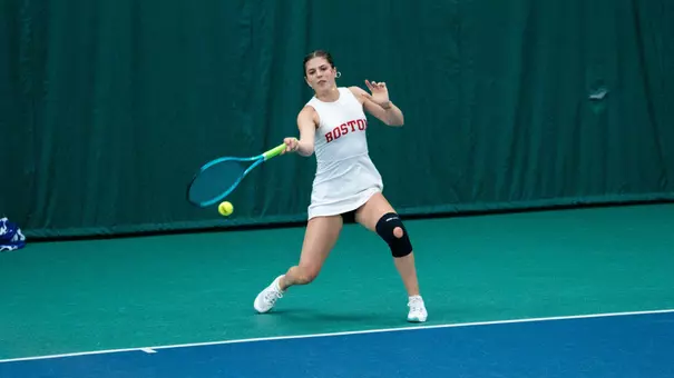Ellie Gyuro playing tennis at Bucknell