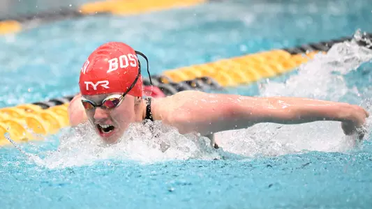 Milena Busma swims butterfly at 2026 Patriot League Championships