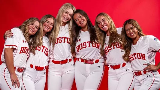 The six 2026 softball seniors gather for a group photo.