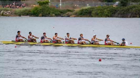 Photo of the BU Men's Rowing Third Varsity 8 at the 2026 IRA National Championship Regatta.
